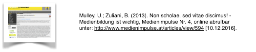 Medienimpulse. Non schola